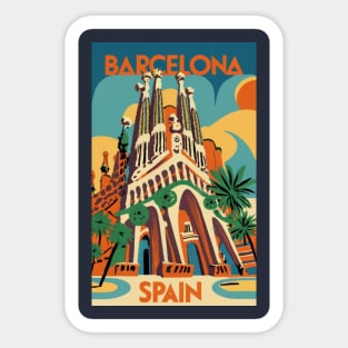 A Vintage Travel Art of Barcelona - Spain Sticker